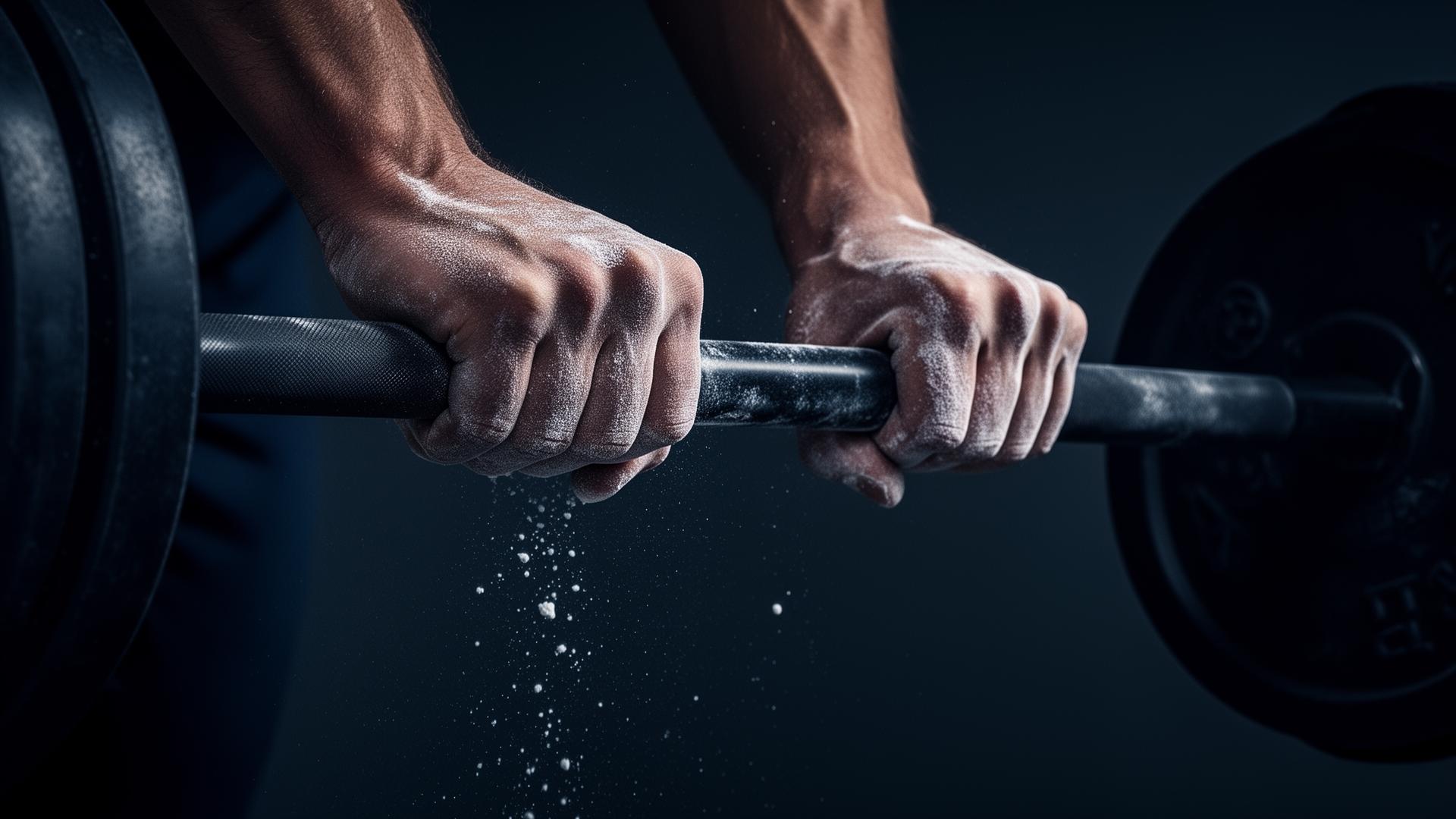 Hands gripping a barbell